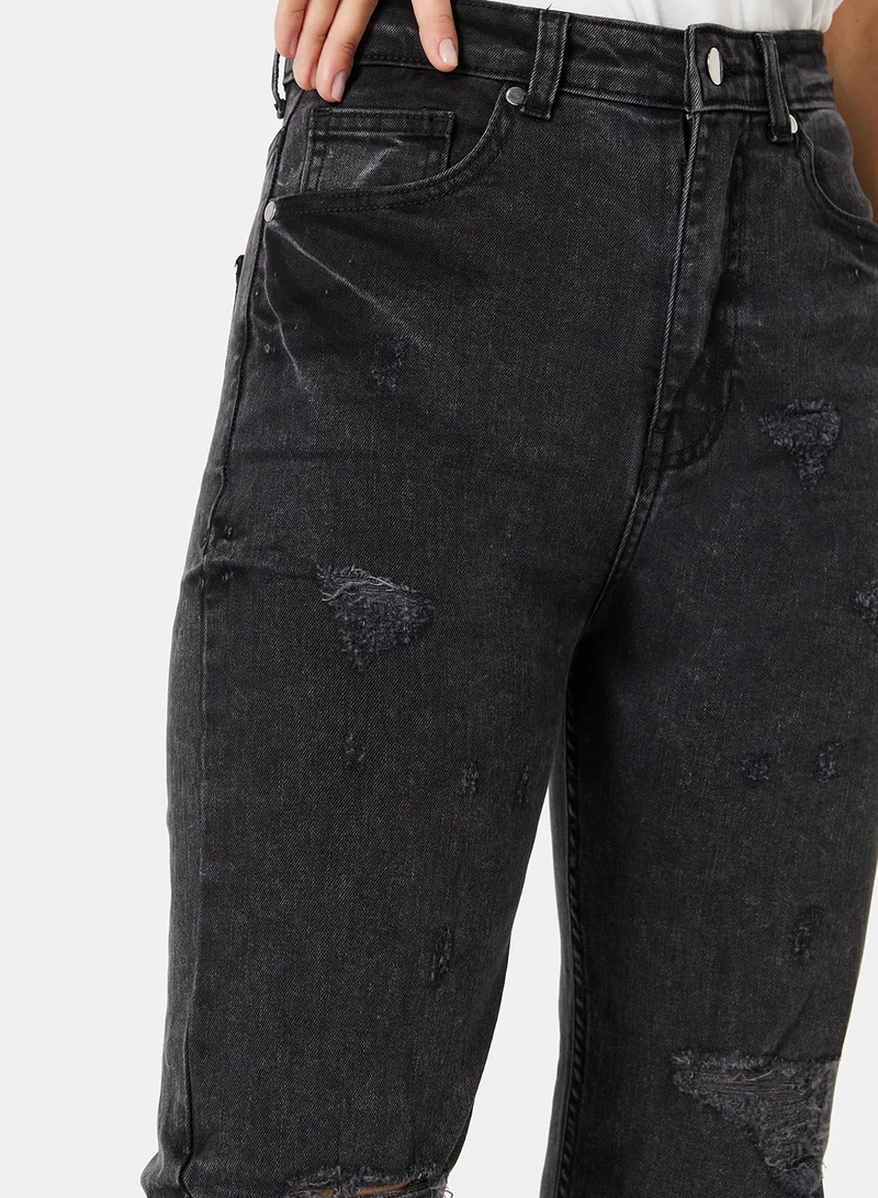 Sivvi X D'Atelier Black Distressed Jeans Black for Women | Best Price UAE