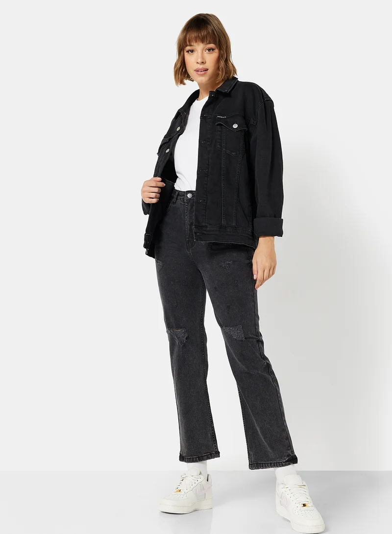 Sivvi X D'Atelier Black Distressed Jeans Black for Women | Best Price UAE