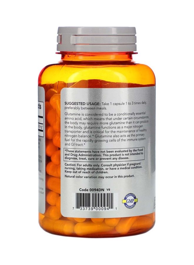 now SPORTS - L-Glutamine Amino Acids - 1000 Mg - 120 Capsules - Image 1