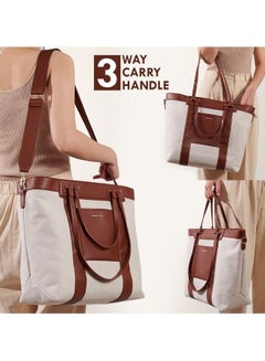 Sunveno La Mode Premium Diaper Bag With Tote Style And Zipped Pockets - Brown  - Image 3