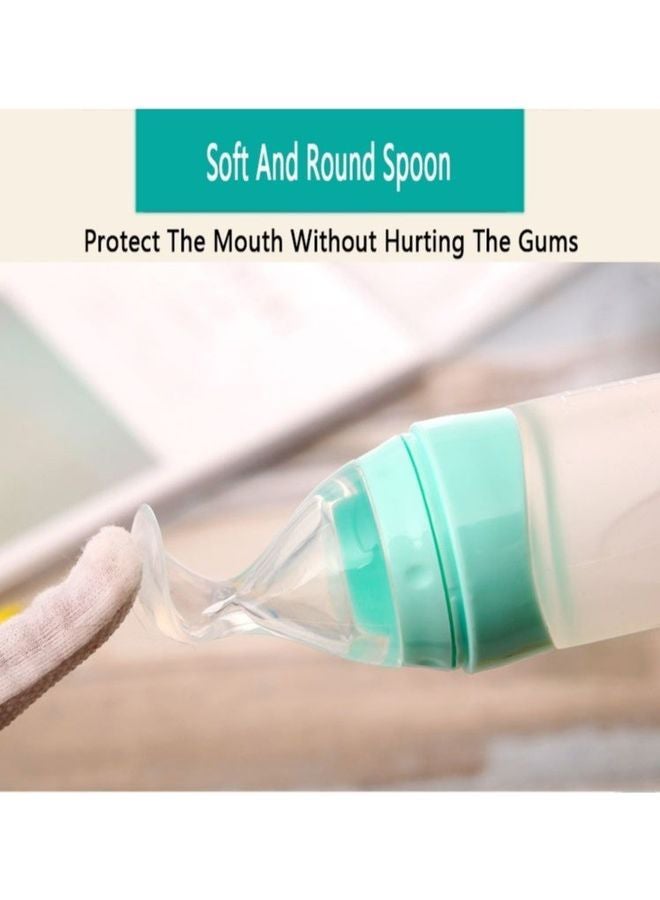 ماستون مجموعة زجاجة طعام من السيليكون من قطعتين مع ملعقة للأطفال الرضع منذ الولادة وحتى 24 شهر لتوزيع الطعام وتقديمه للطفل - Image 2