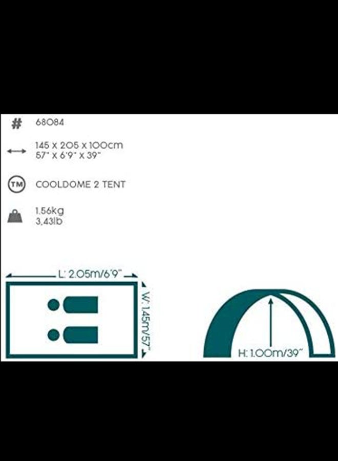 Bestway - Pavillo-cooldome 2person Tent 1.45m X 2.05m X 1.00m (1 Layer 190t Polyester Pa Coated) 26-68084 1.45 x 2.05 x 1meter 1.45 x 2.05 x 1meter - Image 1