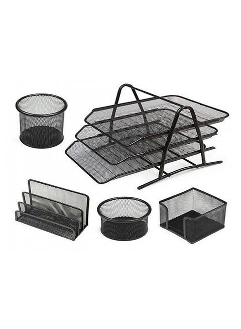 5-Piece Metal Mesh Desk Organizer Set Black