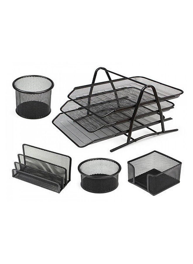 Generic 5-Piece Metal Mesh Desk Organizer Set Black  - Image 1