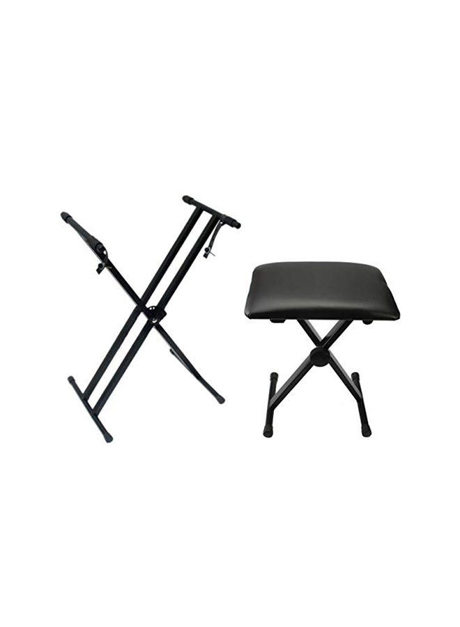 Double X Keyboard Stand With Piano Bench