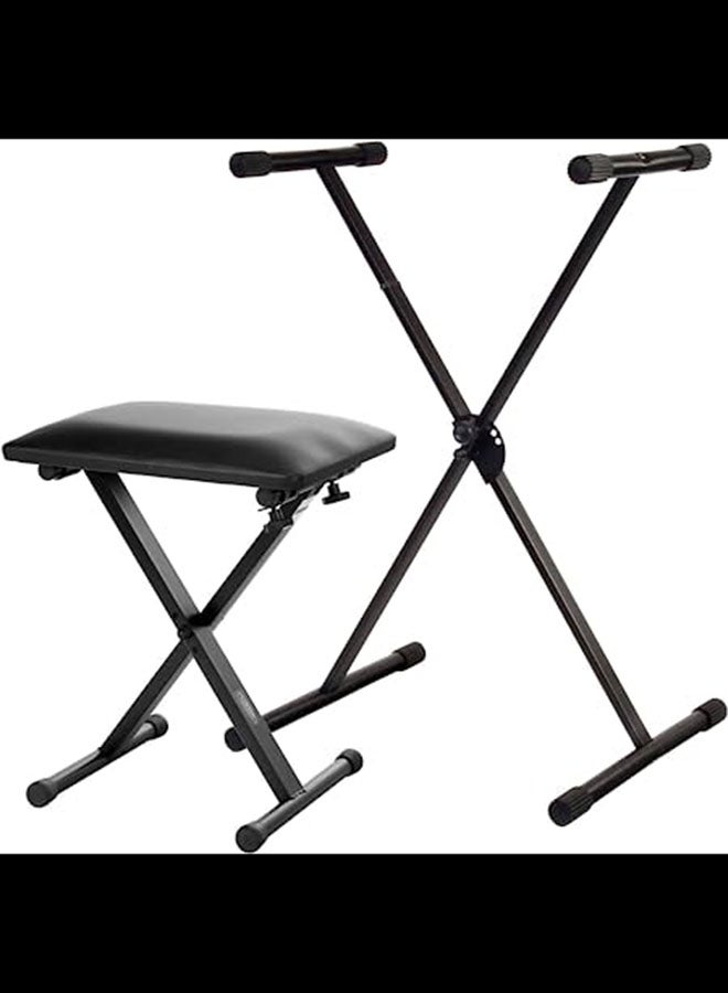 Double X Keyboard Stand With Piano Bench