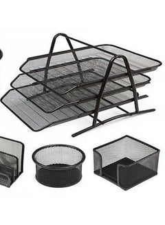Generic 5-Piece Metal Mesh Desk Organizer Set Black  - Image 3
