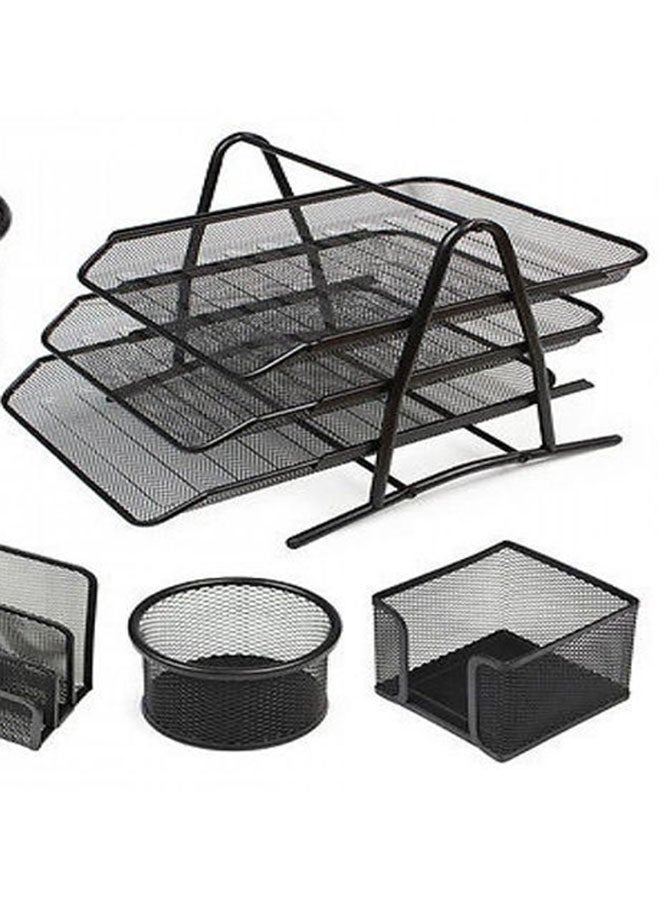 Generic 5-Piece Metal Mesh Desk Organizer Set Black  - Image 3