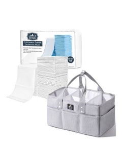 Sunveno Diaper Caddy With Changing Mats 100 Count- Grey  - Image 1