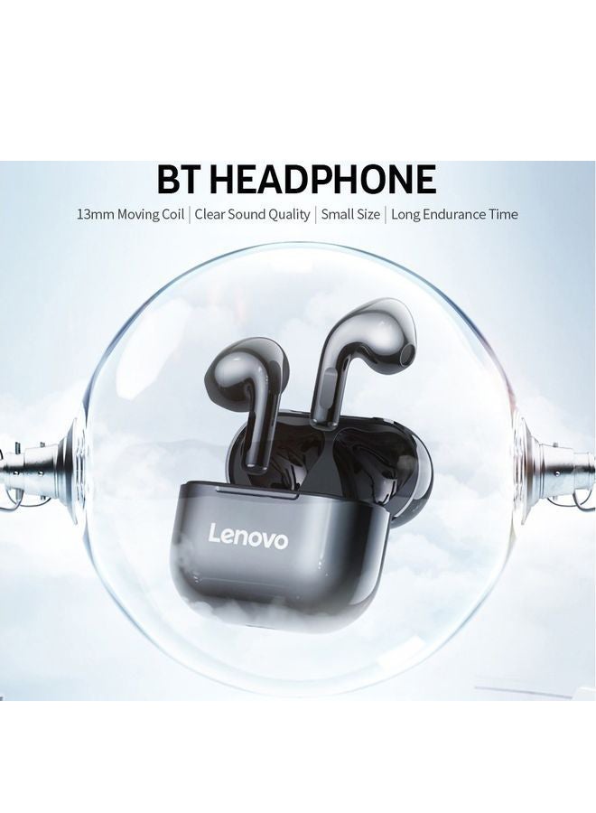 Lenovo - LP40 TWS Wireless Earphone Bluetooth 5.0 Dual Stereo Bass Touch Control IP54 Life Waterproof Clear - Image 1