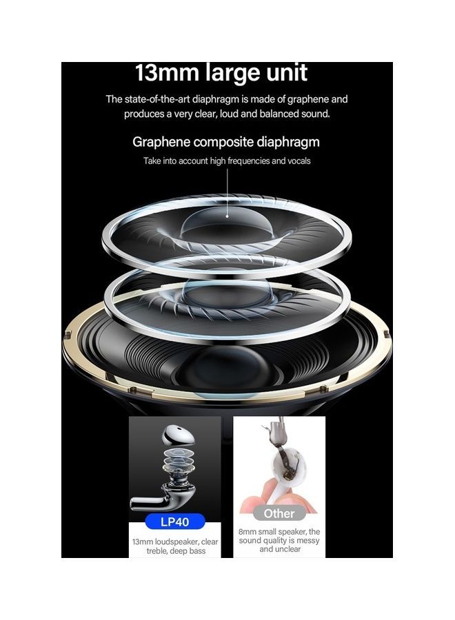 Lenovo - LP40 TWS Wireless Earphone Bluetooth 5.0 Dual Stereo Bass Touch Control IP54 Life Waterproof Clear - Image 1
