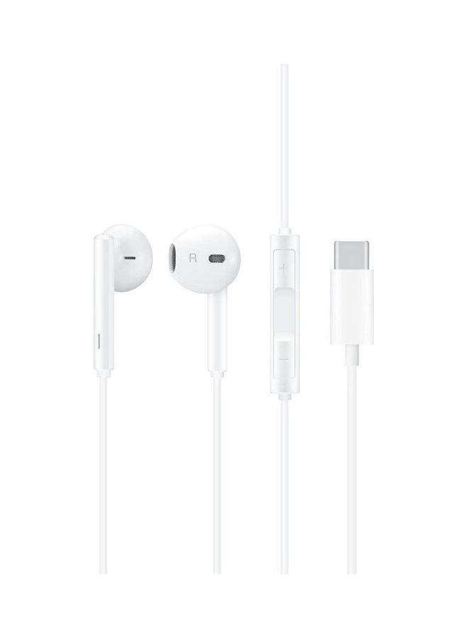 مارجون سماعات سلكية بموصل USB-C وتقنية صوت هاي فاي وسماعة رأس بميكروفون وتحكم بمستوى الصوت لهواتف هواوي لون أبيض - Image 1