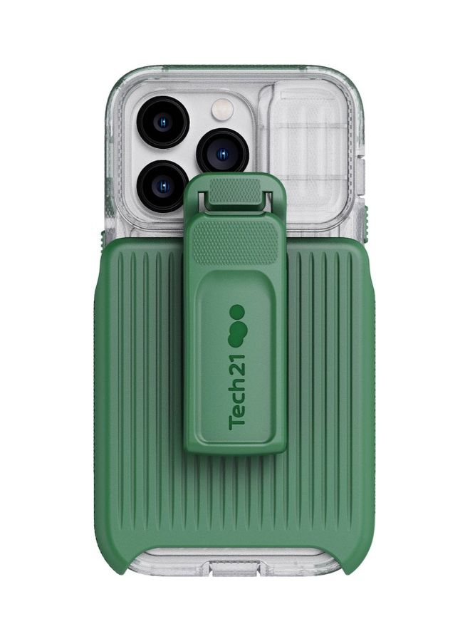 tech21 Evo Max iPhone 14 Pro Case with MagSafe Extreme 20 Feet Drop Protection with Sliding Camera Lens Cover - Frosted Green  - Image 1