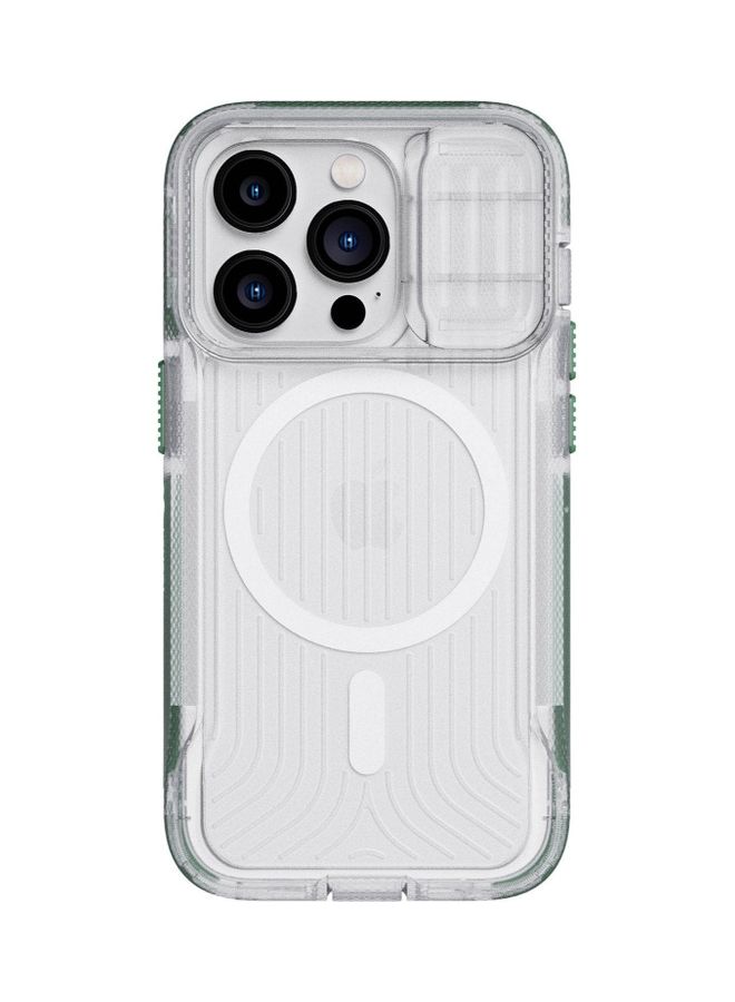 tech21 Evo Max iPhone 14 Pro Case with MagSafe Extreme 20 Feet Drop Protection with Sliding Camera Lens Cover - Frosted Green  - Image 2