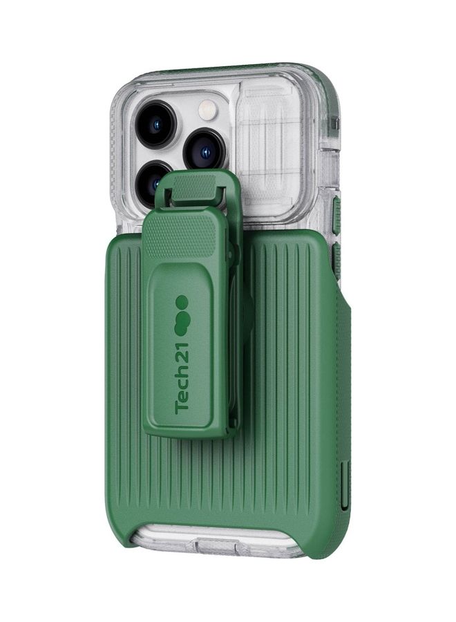 tech21 Evo Max iPhone 14 Pro Case with MagSafe Extreme 20 Feet Drop Protection with Sliding Camera Lens Cover - Frosted Green  - Image 3