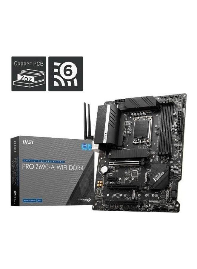 MSI - Pro Z690-A Wifi DDR4 ATX Motherboard LGA 1700 Socket Z690 Chipset 128GB DDR4 Memory 2.5Gbps LAN Intel Wi-Fi 6 Module PCI-E X16 SATA III M.2 Slot HDMI DP Black - Image 1