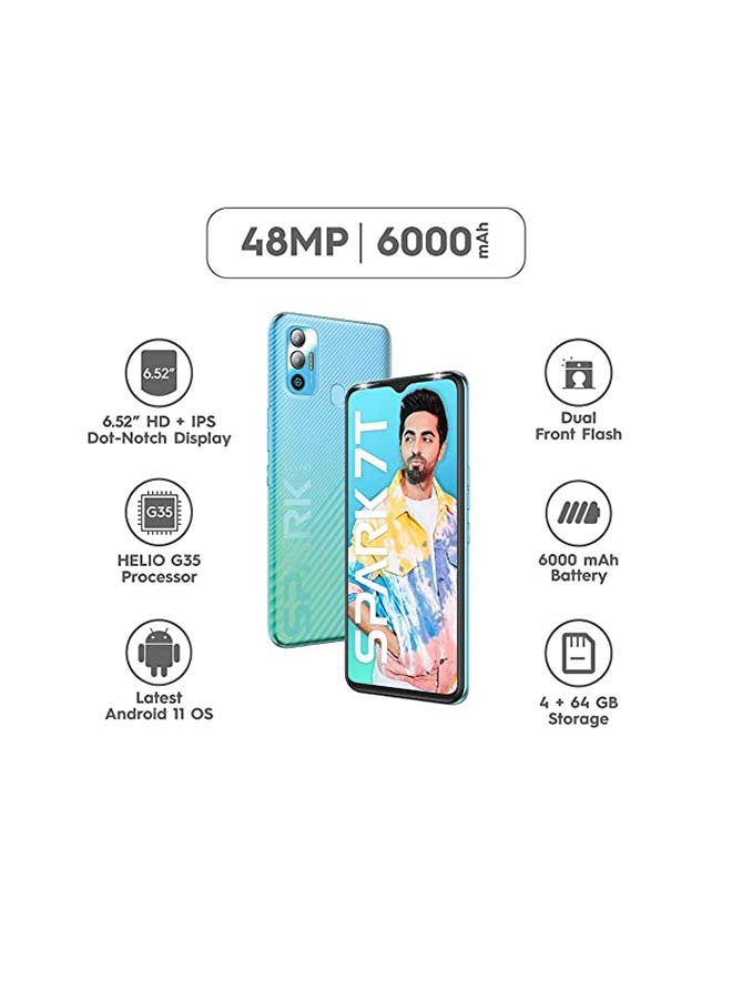 TECNO - Spark 7T Dual SIM Jewel Blue 4GB RAM 64GB 4G LTE - Middle East Version - Image 1