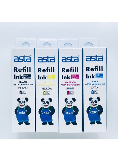 4-Piece Refill Ink Cartridge And Toner 4 X 100ml Multicolour