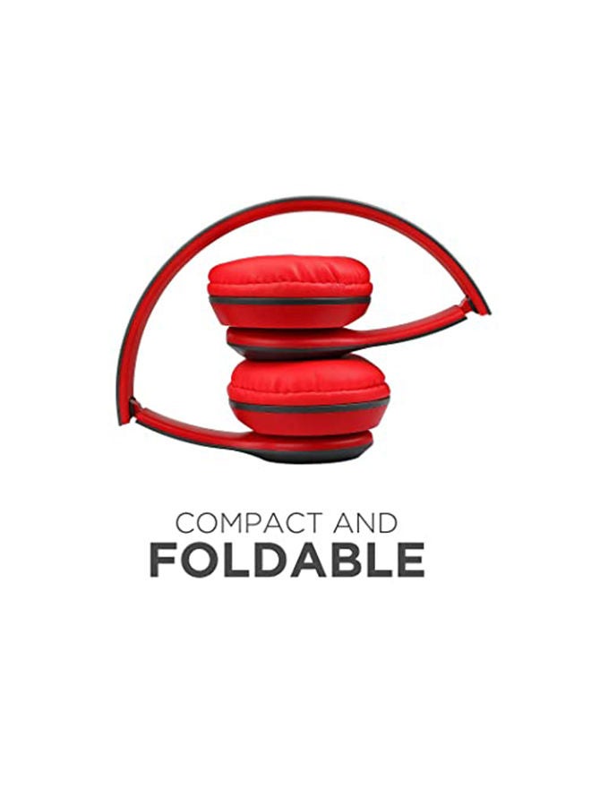 P47 Bluetooth Wireless Over The Head Headphones Red/Black - Image 3