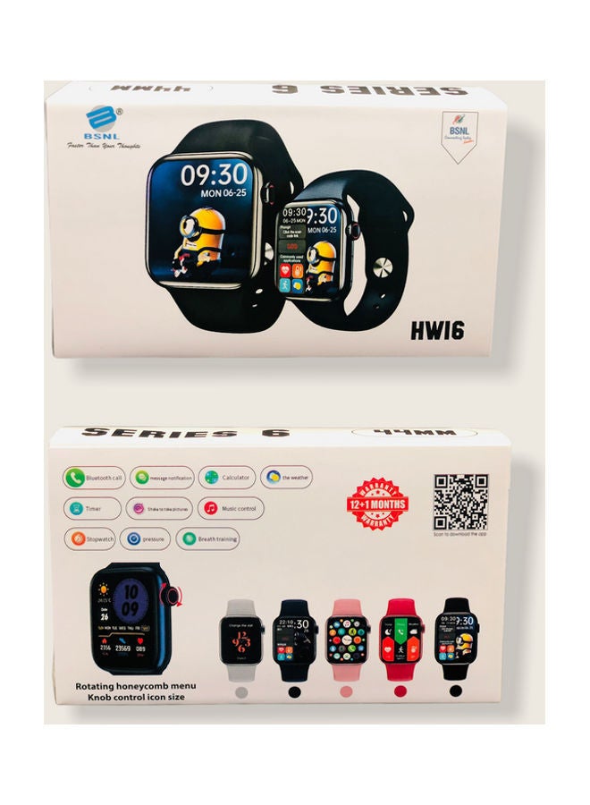 BSNL - 180.0 mAh HW16 Silicone 1.75-inch Split Screen Smartwatch With Rotating Side Button Black - Image 1