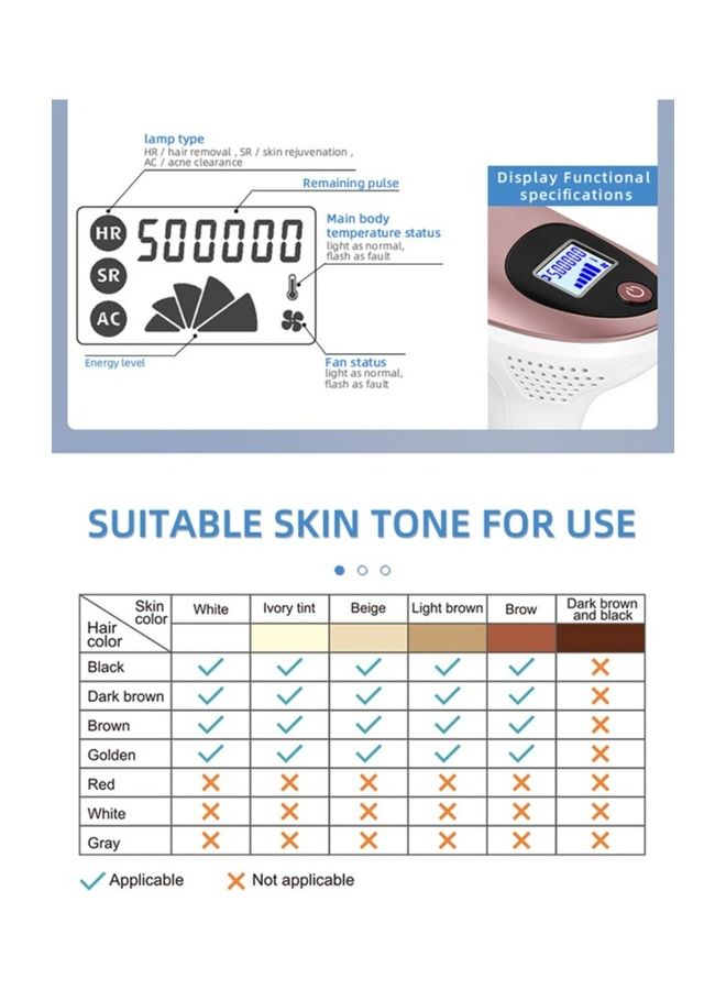 ملاي جهاز T3 لإزالة الشعر عن طريق الليزر بتقنية IPL مع مصباح إزالة الشعر وردي - Image 3