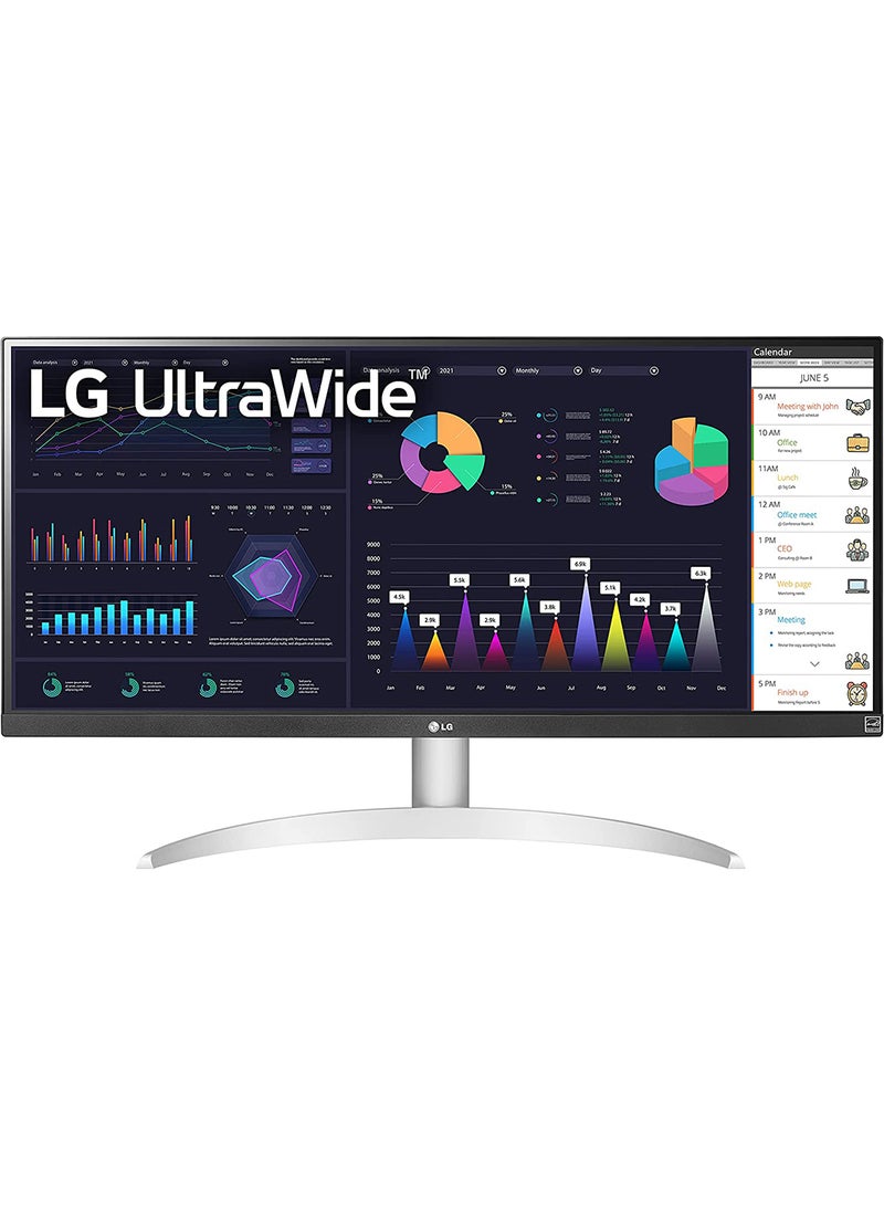 LG - 29-Inch 21:9 UltraWide Full HD (2560x1080) 100Hz IPS Monitor with RGB 99% Color Gamut, USB Type-C, AMD FreeSync, Built in Speakers, 3-Side Virtually Borderless Design - 29WQ600-W | Silver - Image 1