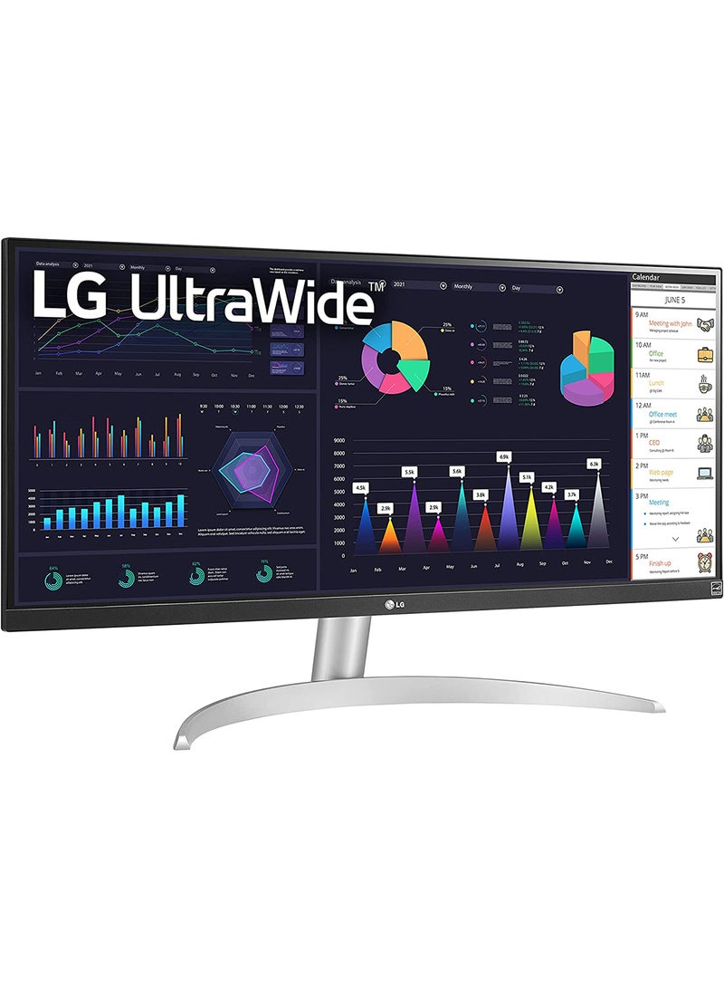 LG - 29-Inch 21:9 UltraWide Full HD (2560x1080) 100Hz IPS Monitor with RGB 99% Color Gamut, USB Type-C, AMD FreeSync, Built in Speakers, 3-Side Virtually Borderless Design - 29WQ600-W | Silver - Image 1