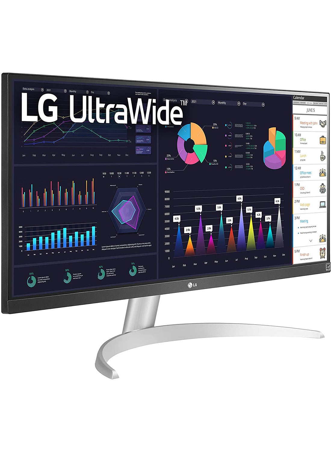 29WQ600-W 29-Inch 21:9 UltraWide Full HD (2560 x 1080) 100Hz IPS Monitor, with RGB 99% Color Gamut with HDR10, USB Type-C, AMD FreeSync, Built in Speakers, 3-Side Virtually Borderless Design Silver 