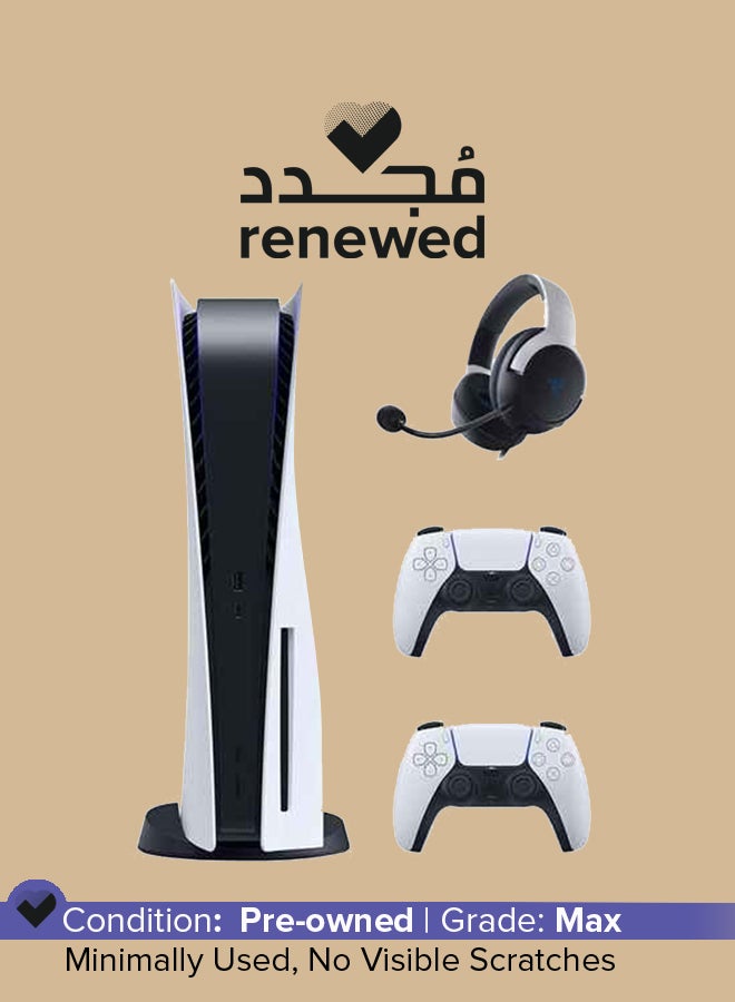 Sony Renewed – Playstation 5 Disc Bundle With DualSense PS5 Wireless Controller And Razer Wired Gaming Headset - Image 1