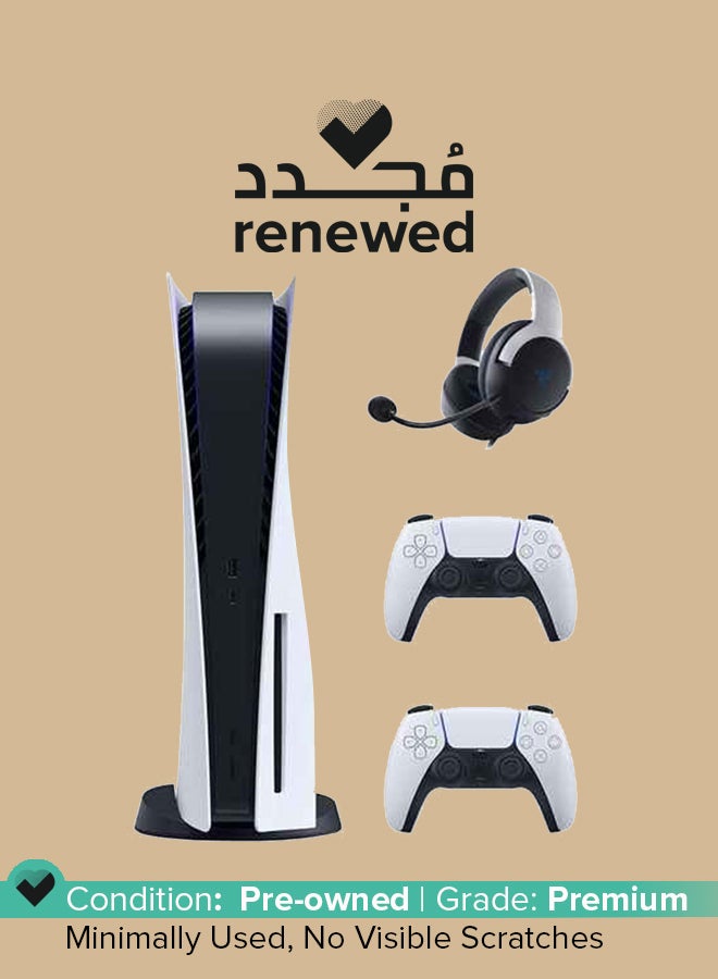 Sony Renewed – Playstation 5 Disc Bundle With DualSense PS5 Wireless Controller And Razer Wired Gaming Headset - Image 1