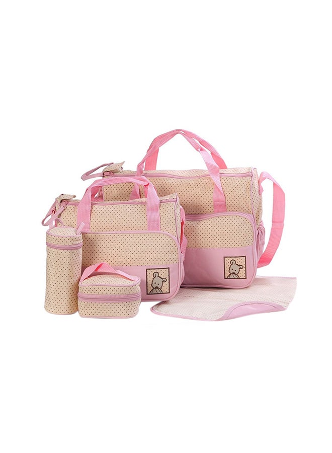 5-Pieces Fashion Multifunction Large Capacity Dots Bear Patchwork Diaper Bags Set - Image 1