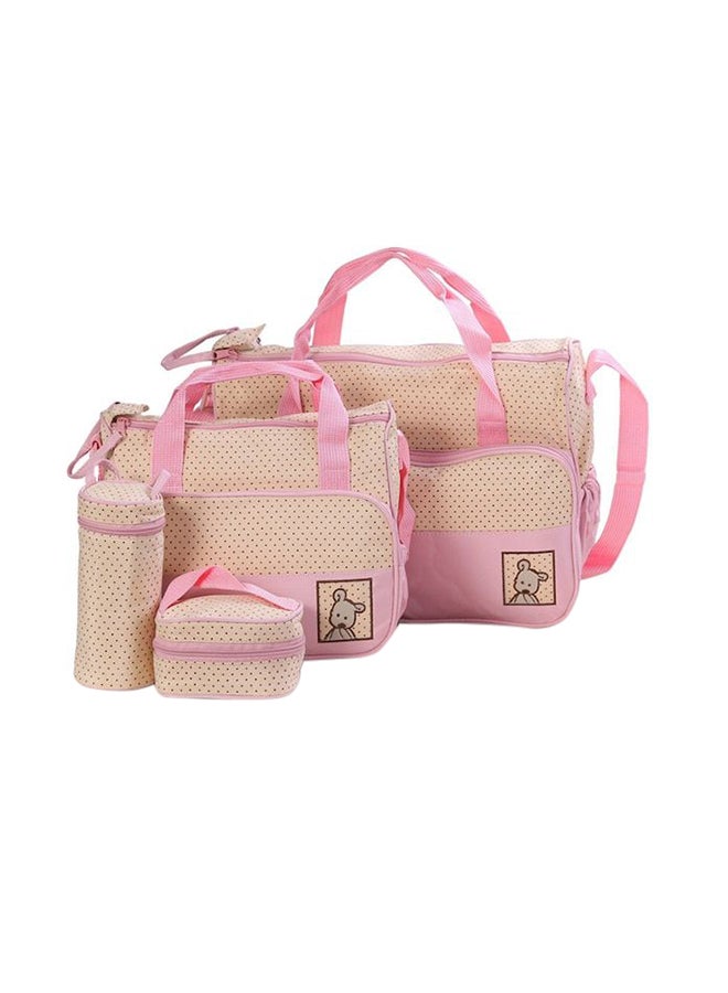 5-Pieces Fashion Multifunction Large Capacity Dots Bear Patchwork Diaper Bags Set - Image 2