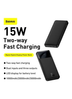 Baseus 10000 mAh USB C Portable Power Bank (10000 mAh with Digital Display, 1 USB C Port and 2 USB A Ports for up to 15W Charging for iPhone 14 Series/iPhone 13/12/11 Series, AirPods, iPad, Android, S20, Pixel 4, and More) Black  - Image 2