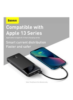Baseus 10000 mAh USB C Portable Power Bank (10000 mAh with Digital Display, 1 USB C Port and 2 USB A Ports for up to 15W Charging for iPhone 14 Series/iPhone 13/12/11 Series, AirPods, iPad, Android, S20, Pixel 4, and More) Black  - Image 3