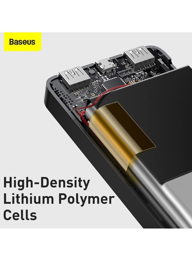 Baseus - 10000 mAh USB C Portable Power Bank (10000 mAh with Digital Display, 1 USB C Port and 2 USB A Ports for up to 15W Charging for iPhone 14 Series/iPhone 13/12/11 Series, AirPods, iPad, Android, S20, Pixel 4, and More) Black - Image 1