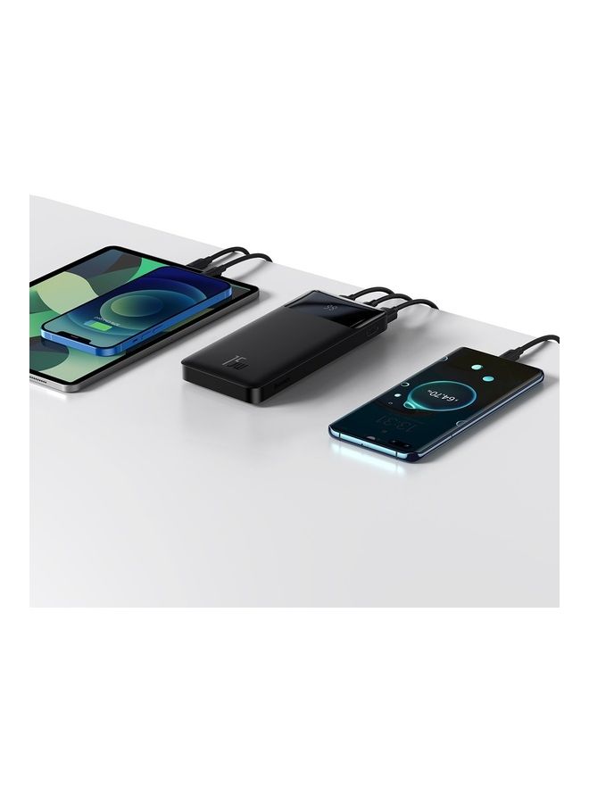 Baseus - 10000 mAh USB C Portable Power Bank (10000 mAh with Digital Display, 1 USB C Port and 2 USB A Ports for up to 15W Charging for iPhone 14 Series/iPhone 13/12/11 Series, AirPods, iPad, Android, S20, Pixel 4, and More) Black - Image 1