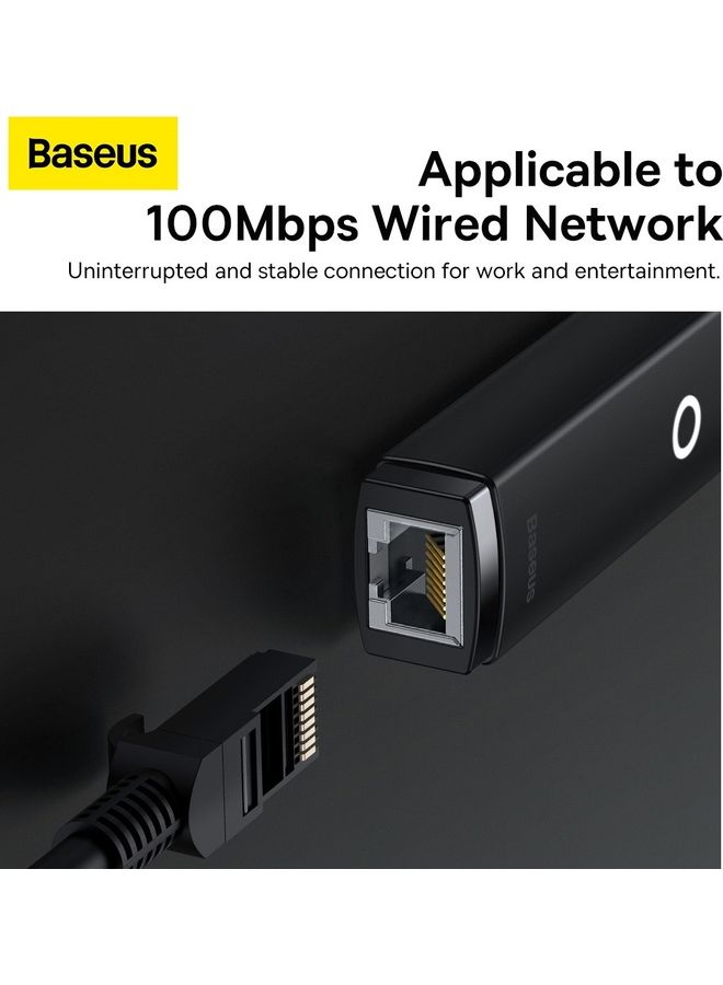 Baseus - USB To Ethernet Nylon Braided USB 3.0 Gigabit Ethernet LAN Laptop Network Adapter Supports Nintendo Switch Windows Linux Apple MacBook OS 10.11- OS 12 Surface Mi Box 3 4 4c Black - Image 1