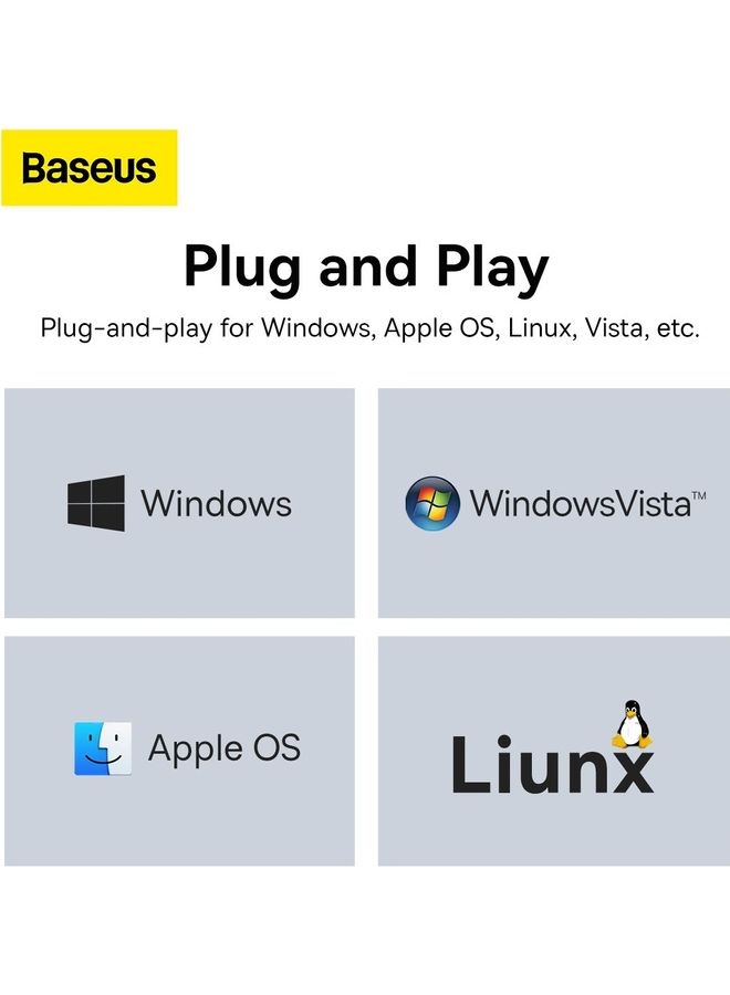 Baseus - USB To Ethernet Nylon Braided USB 3.0 Gigabit Ethernet LAN Laptop Network Adapter Supports Nintendo Switch Windows Linux Apple MacBook OS 10.11- OS 12 Surface Mi Box 3 4 4c Black - Image 1