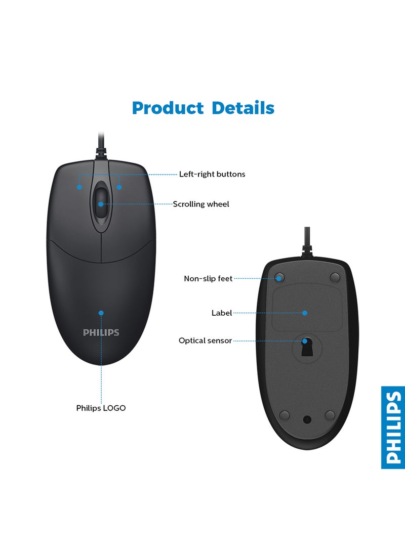 Philips - M234 Wired Mouse Black - Image 1