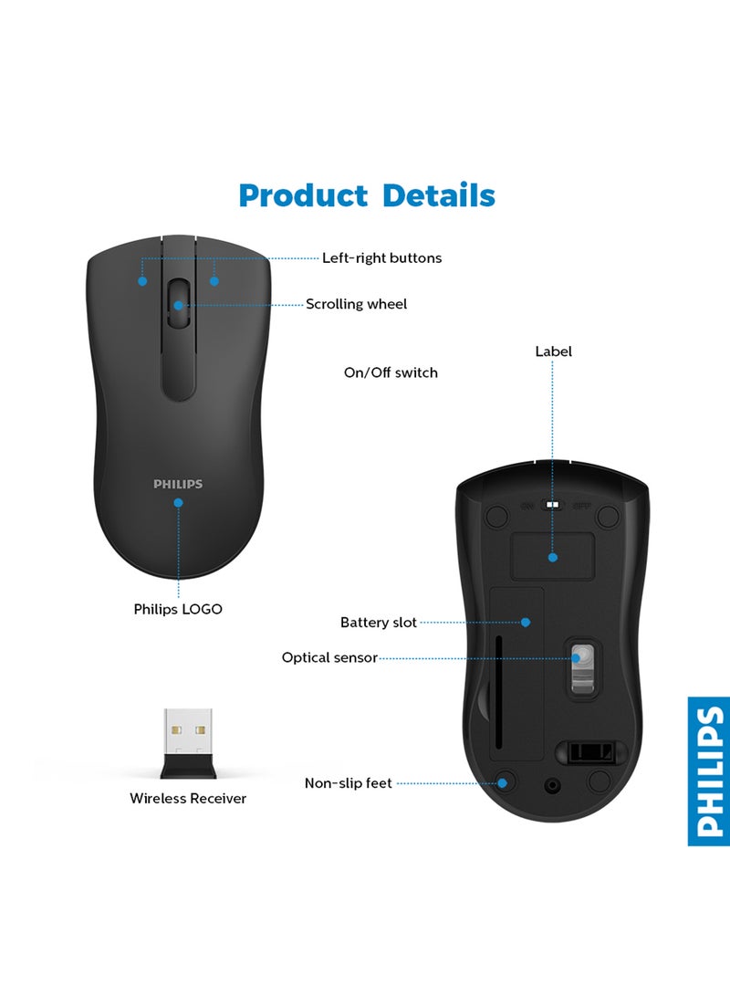 Philips - 2.4GHz Wireless Mouse SPK7211 Black - Image 1