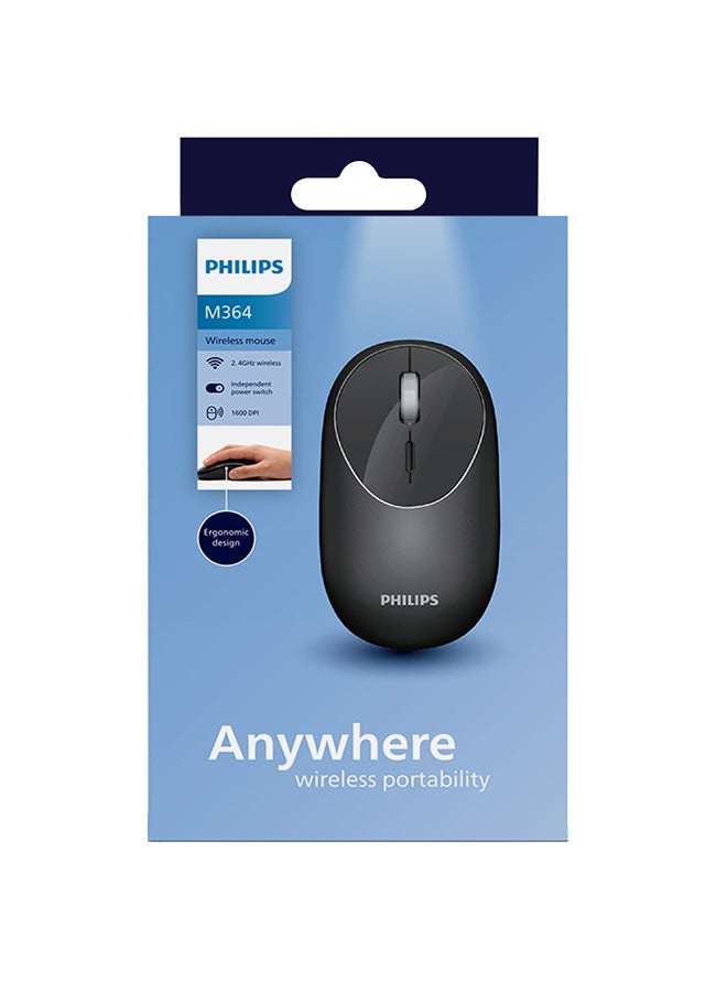Philips M364 Anywhere Wireless Portability Mouse Black  - Image 2