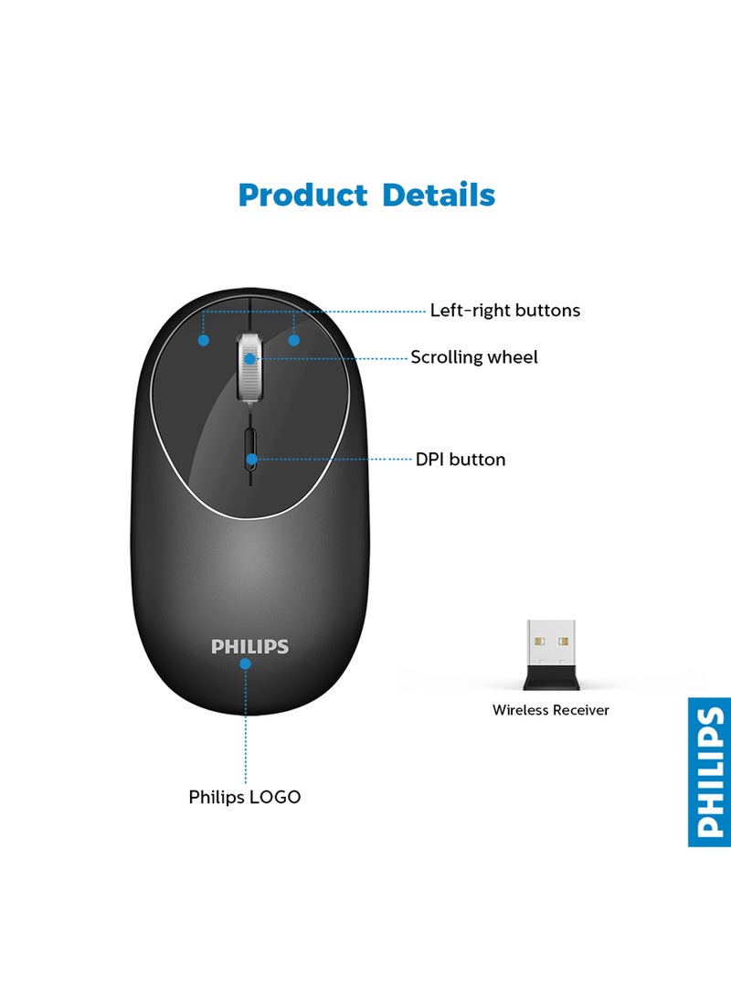Philips M364 Anywhere Wireless Portability Mouse Black  - Image 3
