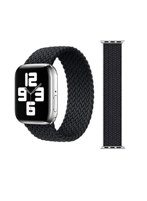 Braided Solo Loop Elastic Replacement Band Small for Apple Watch 42/44/45mm Black