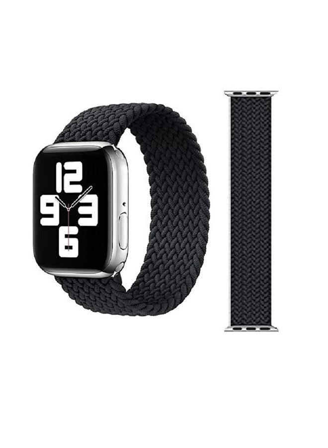 MARGOUN - Braided Solo Loop Elastic Replacement Band Small for Apple Watch 42/44/45mm Black - Image 1