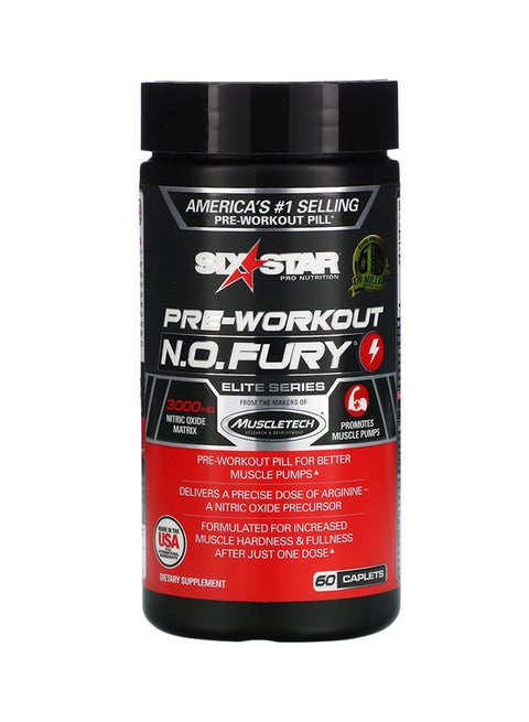 N.O. Fury Elite Series Pre-Workout Dietary Supplement - 60 Caplets