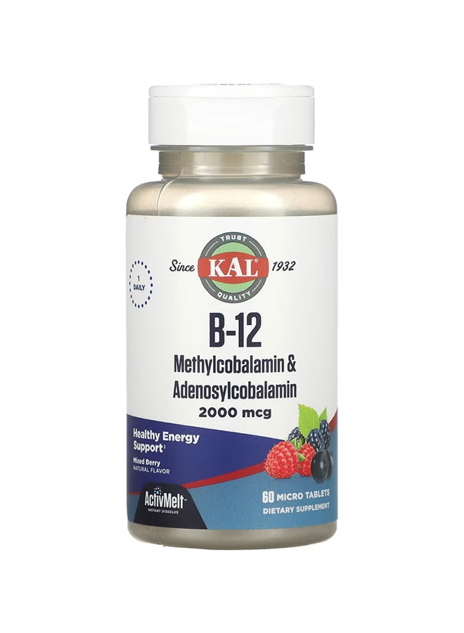 KAL B 12 Methylcobalamin And Adenosylcobalamin Supplement - 60 Tablets ...