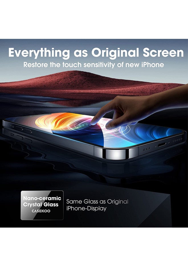 روك بو حماية ضد الكسر من الزجاج المقسى 9H صلابة HD حافظة شفافة صديقة للبيئة إطار محاذاة تلقائية واقي شاشة لهاتف Apple iPhone 14/13/13 Pro 6.1 بوصة - Image 2