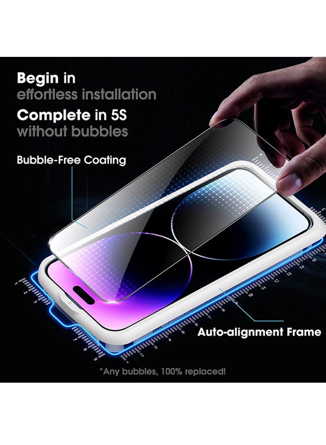 Shatterproof Protection Tempered Glass 9H Hardness HD Clear Case-Friendly Auto-Alignment Frame Screen Protector For Apple iPhone 14 Pro 6.1 inch Clear