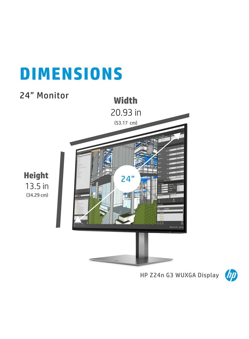 HP - 24 inch Z24n G3 WUXGA Display Resolution: 1920 x 1200 - Brightness : 350 nits Aspect ratio : 16:10 -connections : DP 1.2 & HDMI 1.4 Black - Image 1