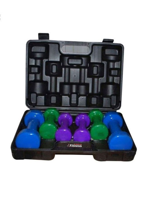 6-Piece Dumbells Set With Carry Box 45X10X5cm 45X10X5cm